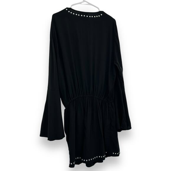 NWT BAR III Black Tell Me About It Stud Swimsuit Cover Up Romper XL Goth Beach - Picture 8 of 13